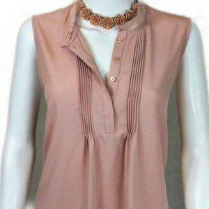 Andeawy L Tunic Tank Top Pink Pleated Mandarin Nec